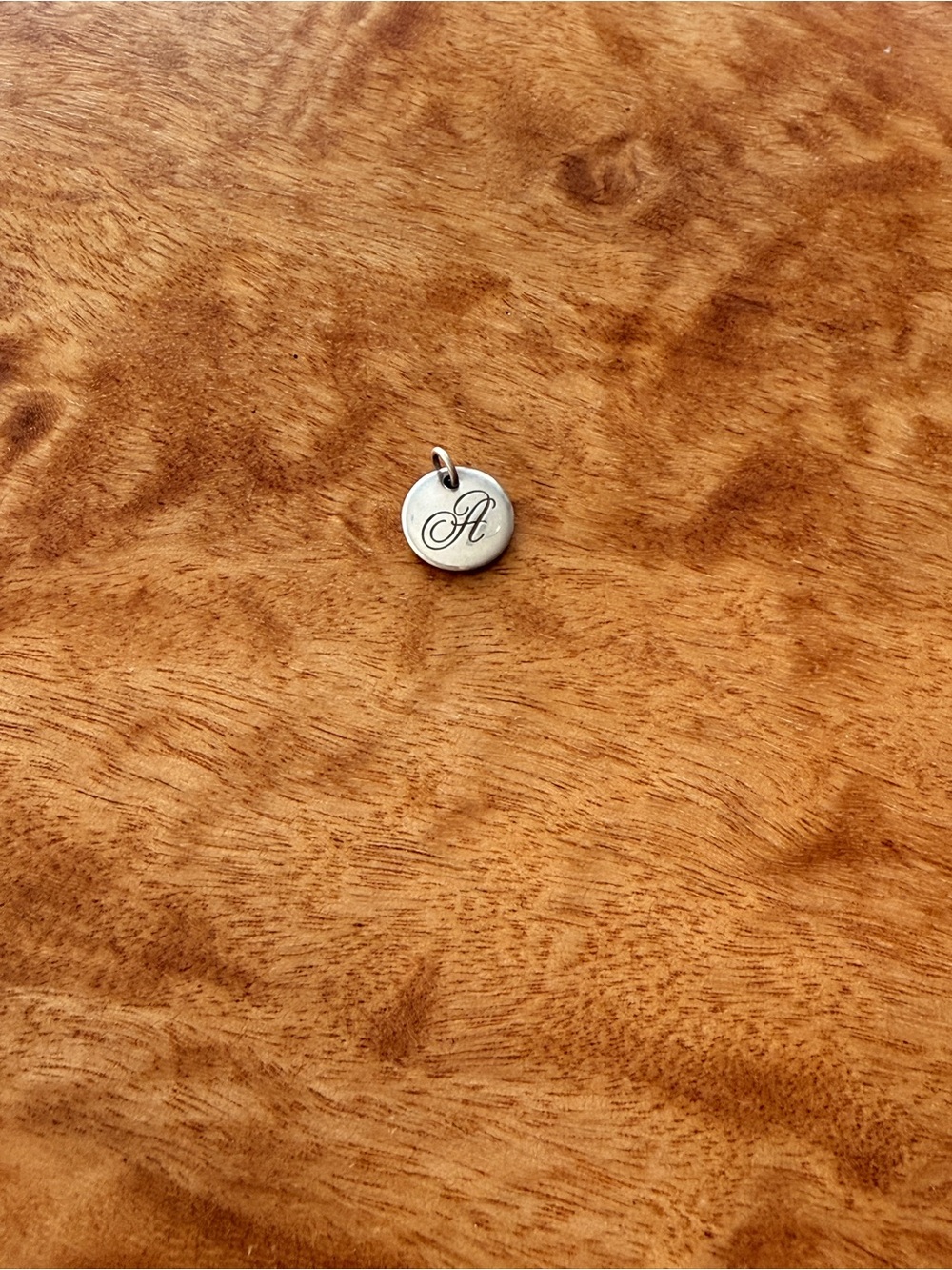 Tiffany & Co Silver Letter A Alphabet Initial Round Circle Notes Charm Pendant
